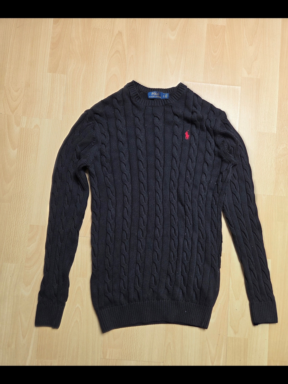 Polo by Ralph Lauren Men’s Black  Cable-Knit Crewneck Sweater Size L